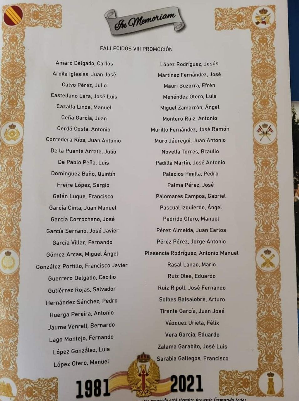 Fallecidos VIII Prom.